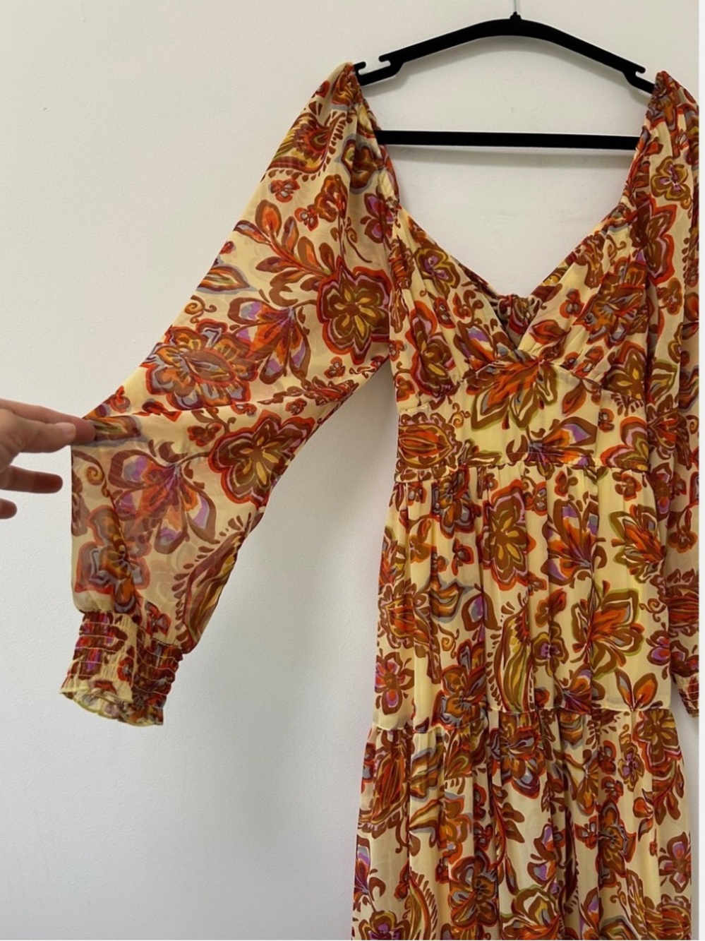Nicole Miller New York Paisley Floral Long Sleeve Midi/Maxi Dress – Size M - Picture 8 of 8